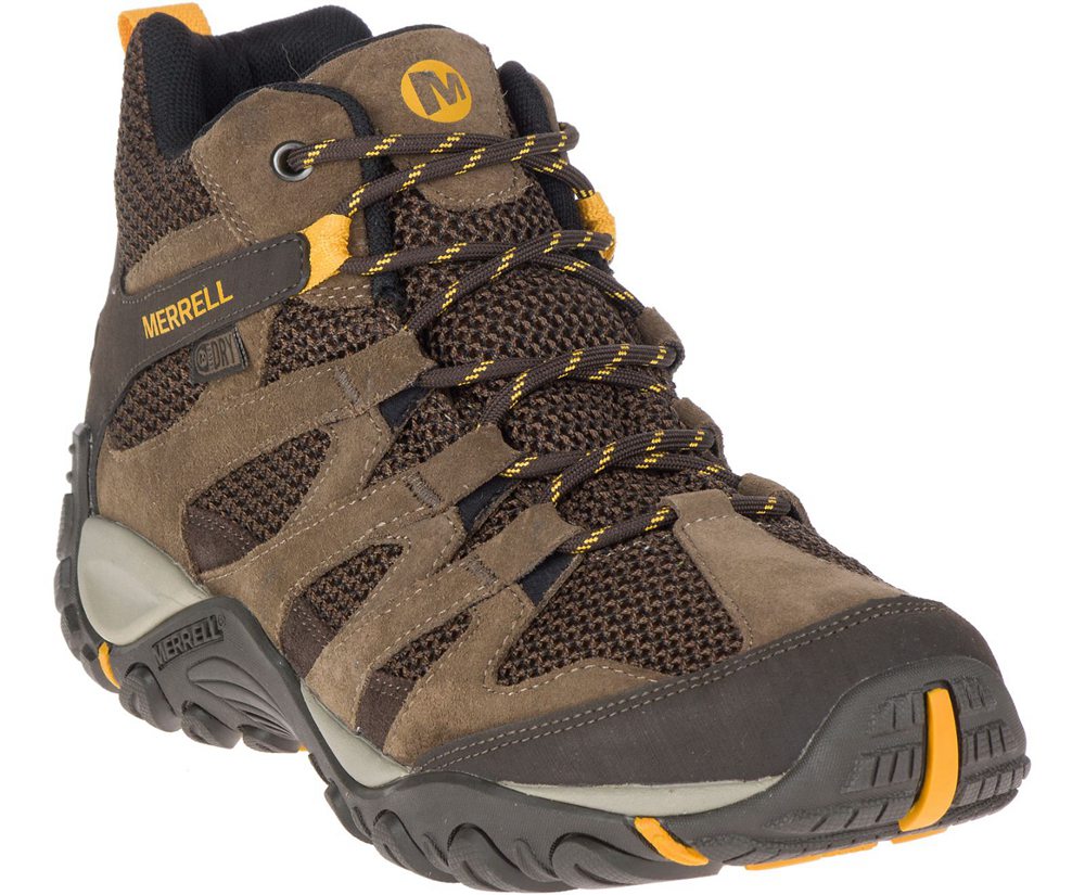Botas Homem - Merrell Alverstone Mid Waterproof Wide Width - Marrom - YCT842513
